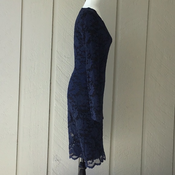 O. Suzanne Long Sleeved Lace Lined Fitted Dress - Picture 5 of 8